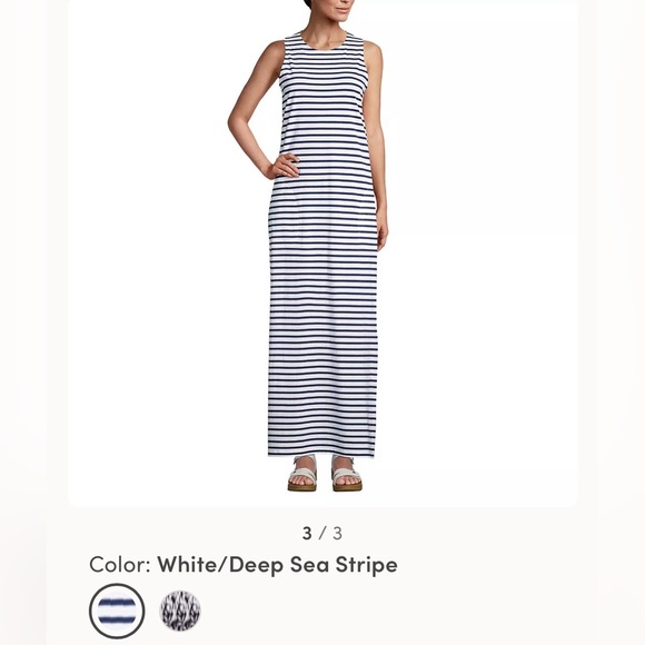 Lands' End Dresses & Skirts - Lands' End Sailor Striped Long Dress Size L 14-16 W/ Pockets & SideSlits